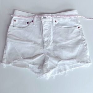 WHITE LEVI’S Distressed Cutoffs White Denim Shorts, Size 30
